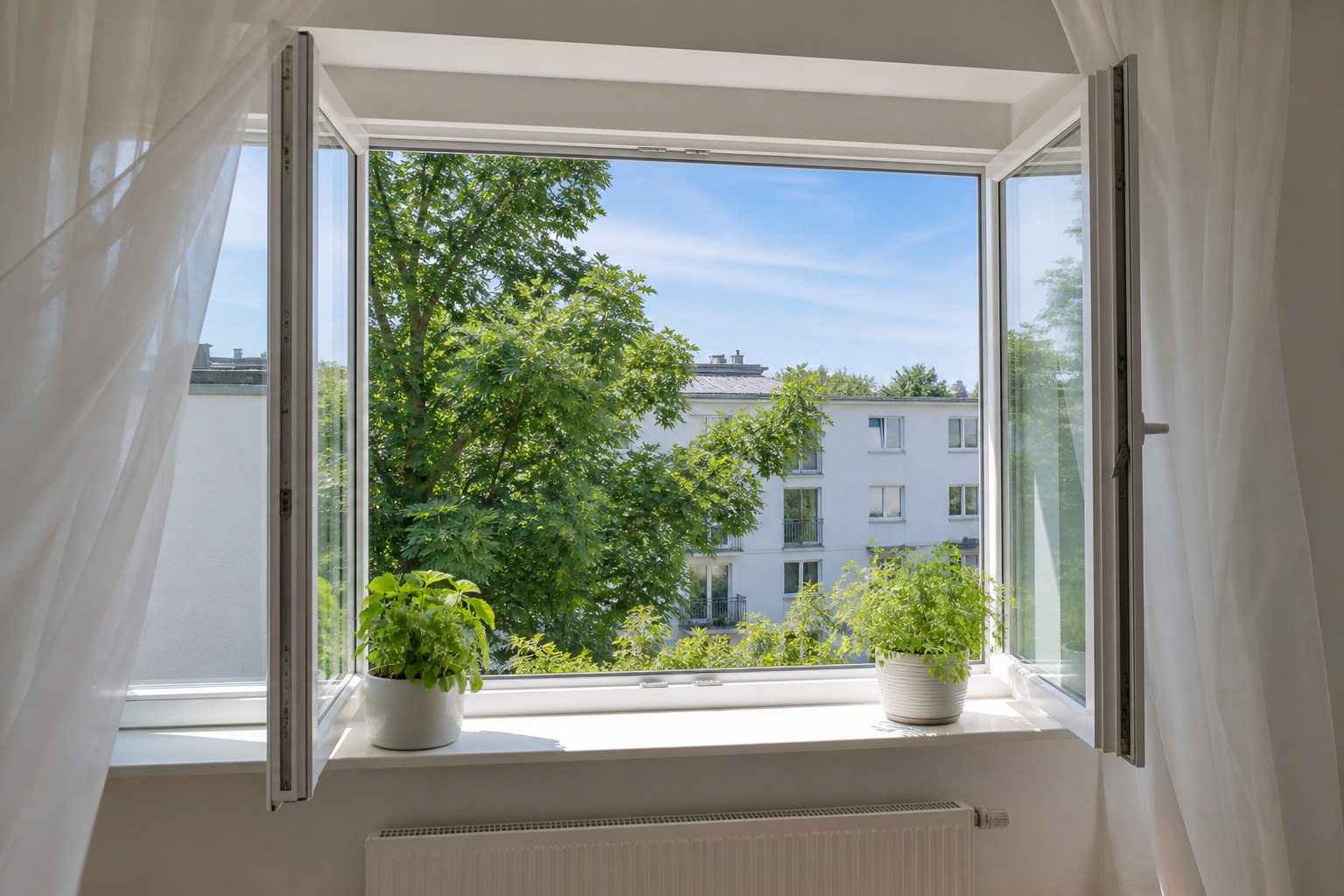 Fenster wird zum Stoßlüften geöffnet